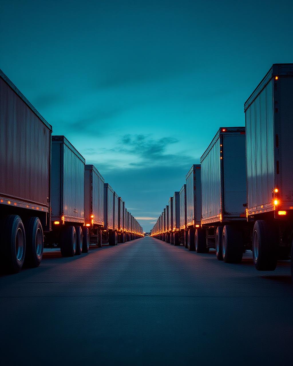 Our diverse trucking fleet ready for dispatch