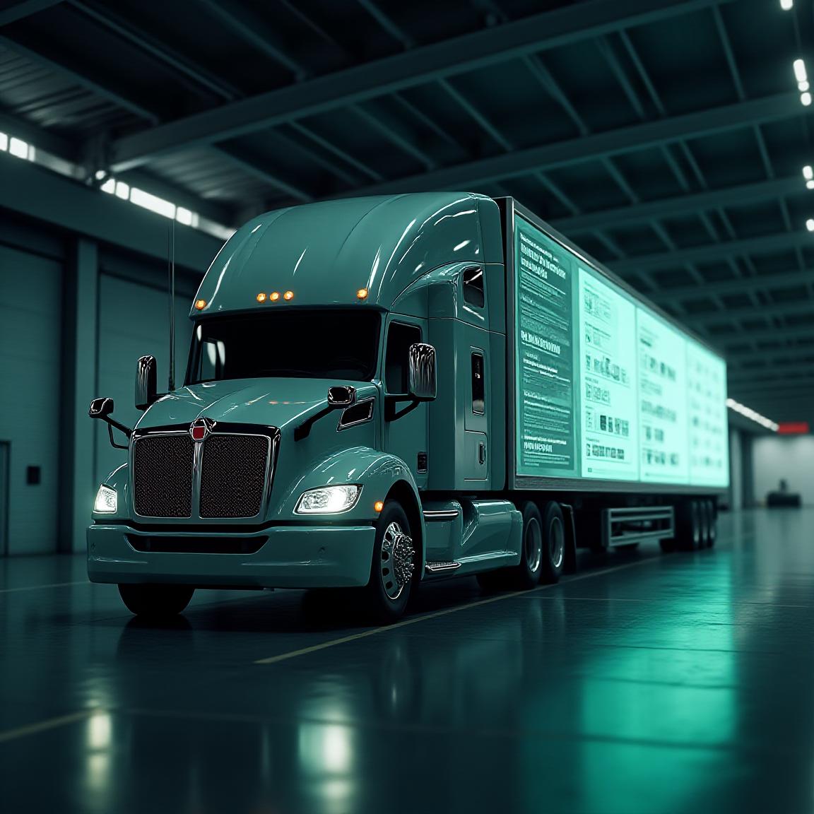 Modern logistics truck and SaaS interface